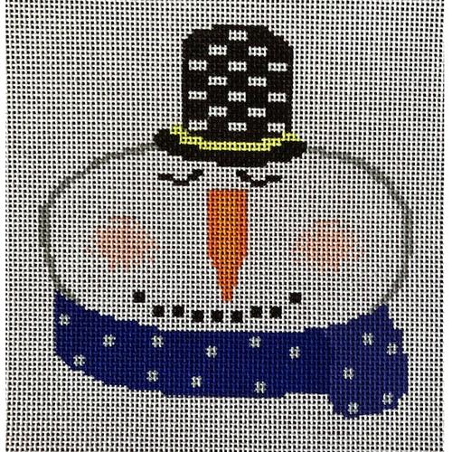 Snowman Blue Scarf with Dots Painted Canvas A Stitch in Time - 1