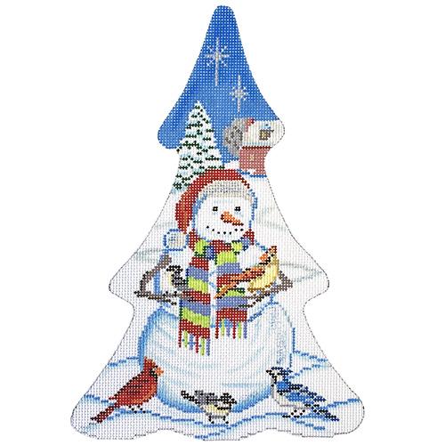 Snowman Christmas Tree Shape Painted Canvas Alice Peterson Company - 1