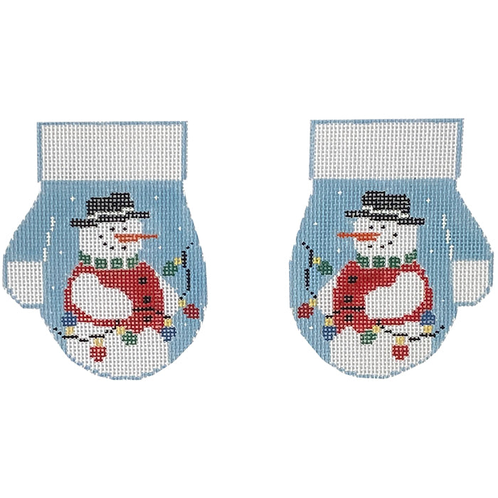 Snowman December Mittens with Stitch Guide Painted Canvas Kathy Schenkel Designs
