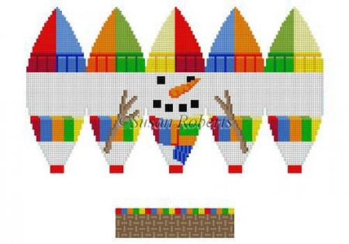 Snowman Face 3D Hot Air Balloon Painted Canvas Susan Roberts Needlepoint Designs Inc.