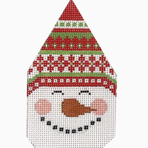 Snowman Face Red/Green Hat Painted Canvas Danji Designs - 1