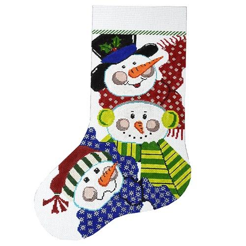 Snowman Faces Stocking Bright Painted Canvas The Meredith Collection - 1