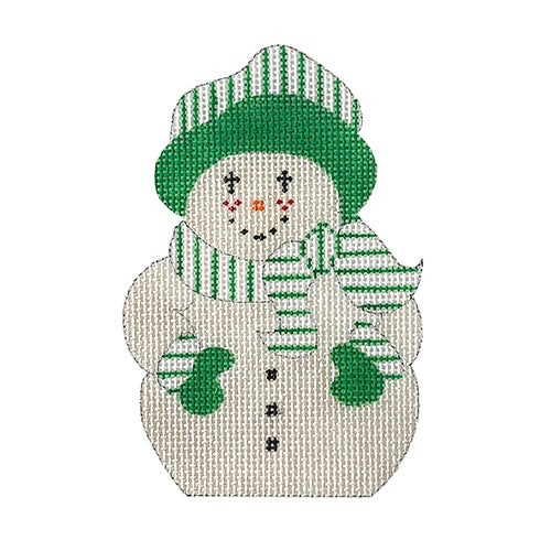 Snowman Green Stripes Painted Canvas All About Stitching/The Collection Design - 1