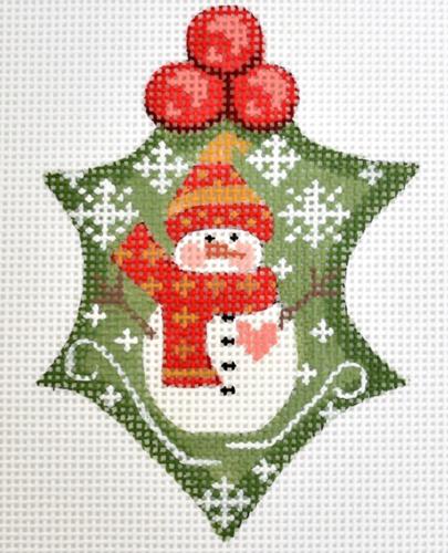 Snowman Heart Holly on 13 Painted Canvas Danji Designs