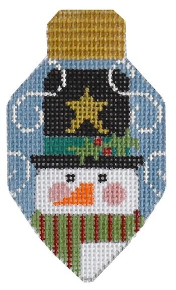 Snowman Lightbulb Ornament Painted Canvas Danji Designs - 1