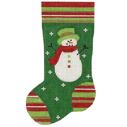 Snowman Mini Stocking Painted Canvas Pepperberry Designs - 1