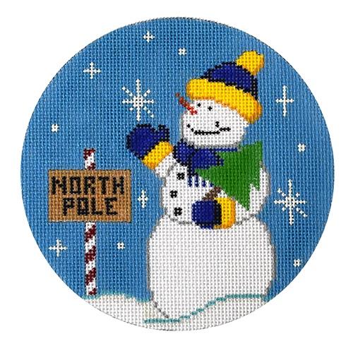 Snowman North Pole Painted Canvas The Meredith Collection - 1
