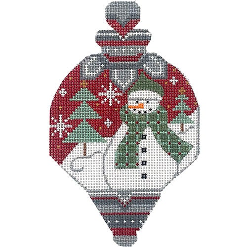 Snowman Ornament 4 Ruby & Sage Painted Canvas Danji Designs - 1