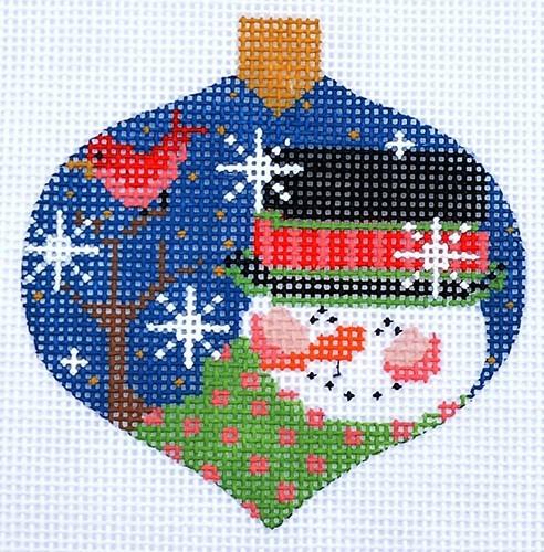 Snowman Ornament Painted Canvas Danji Designs - 1