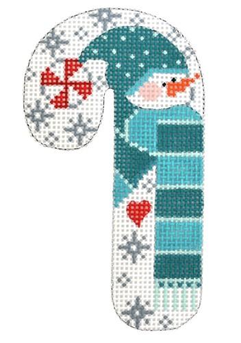 Snowman Peppermint Candy Cane on 13 Painted Canvas Danji Designs 