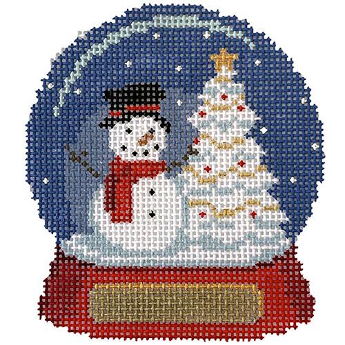 Snowman Snowglobe with Christmas Tree Painted Canvas Susan Roberts Needlepoint Designs Inc. - 1