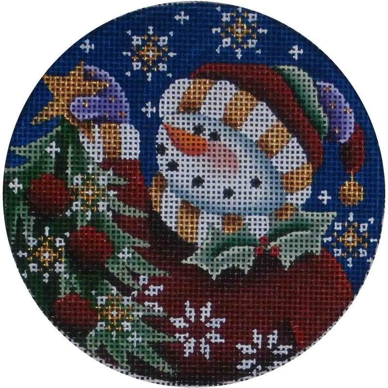 Snowman Star Painted Canvas Rebecca Wood Designs - 1