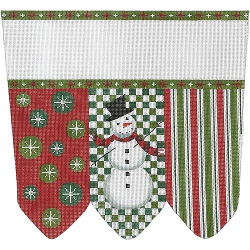 Snowman Stocking Cuff Painted Canvas The Meredith Collection