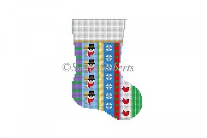 Snowman Vertical Stripe Painted Canvas Susan Roberts Needlepoint Designs Inc.