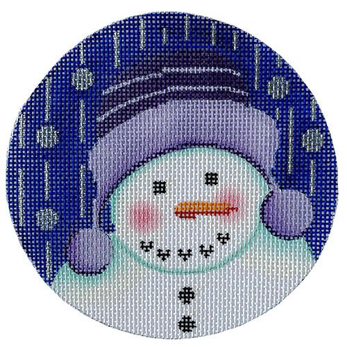 Snowman With a Heart Purple Hat Painted Canvas All About Stitching/The Collection Design - 1