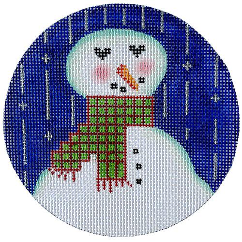 Snowman With a Heart Red/Green Scarf Painted Canvas All About Stitching/The Collection Design - 1