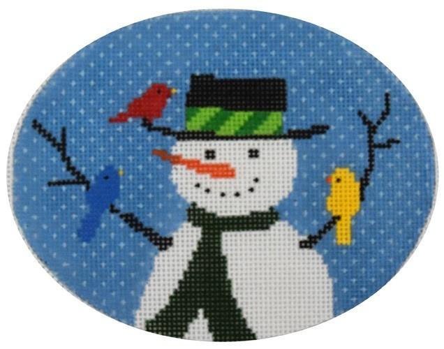 Snowman with Birds Painted Canvas CBK Needlepoint Collections - 1