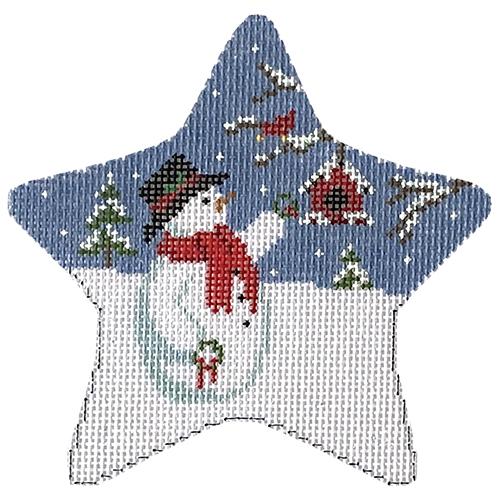 Snowman with Mini Wreaths Star Painted Canvas Susan Roberts Needlepoint Designs Inc.