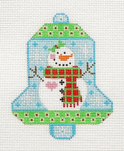 Snowman with Scarf Bell Painted Canvas Danji Designs