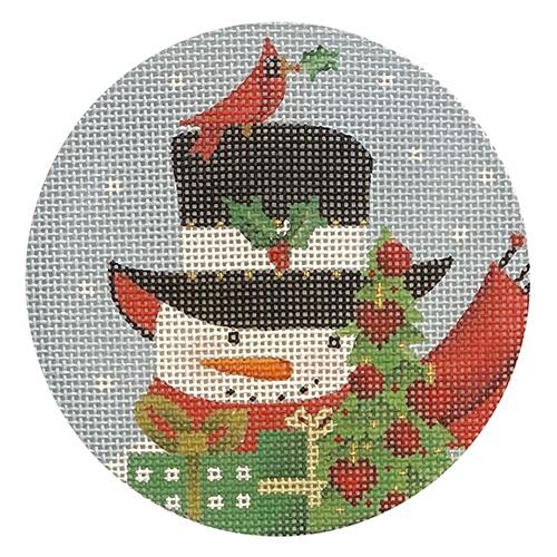 Snowman with Tree Ornament Painted Canvas Melissa Shirley Designs - 1