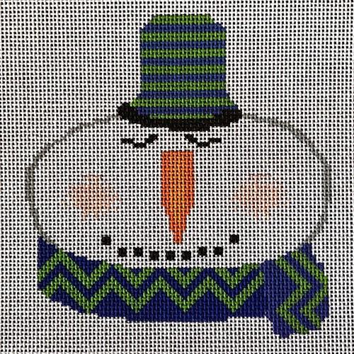 Snowman Zig Zag Painted Canvas A Stitch in Time - 1