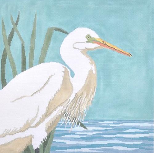 Snowy Egret Painted Canvas Susan Roberts Needlepoint Designs, Inc. - 1