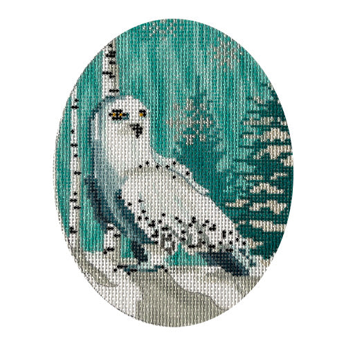 Snowy Owl Oval Painted Canvas Scott Church Creative - 1