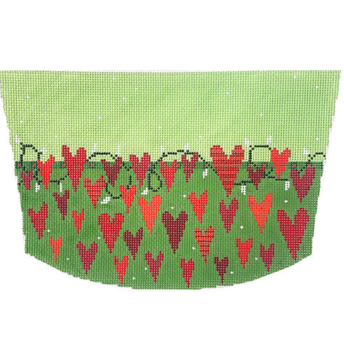 So Many Hearts Stocking Cuff Painted Canvas Pippin - 1