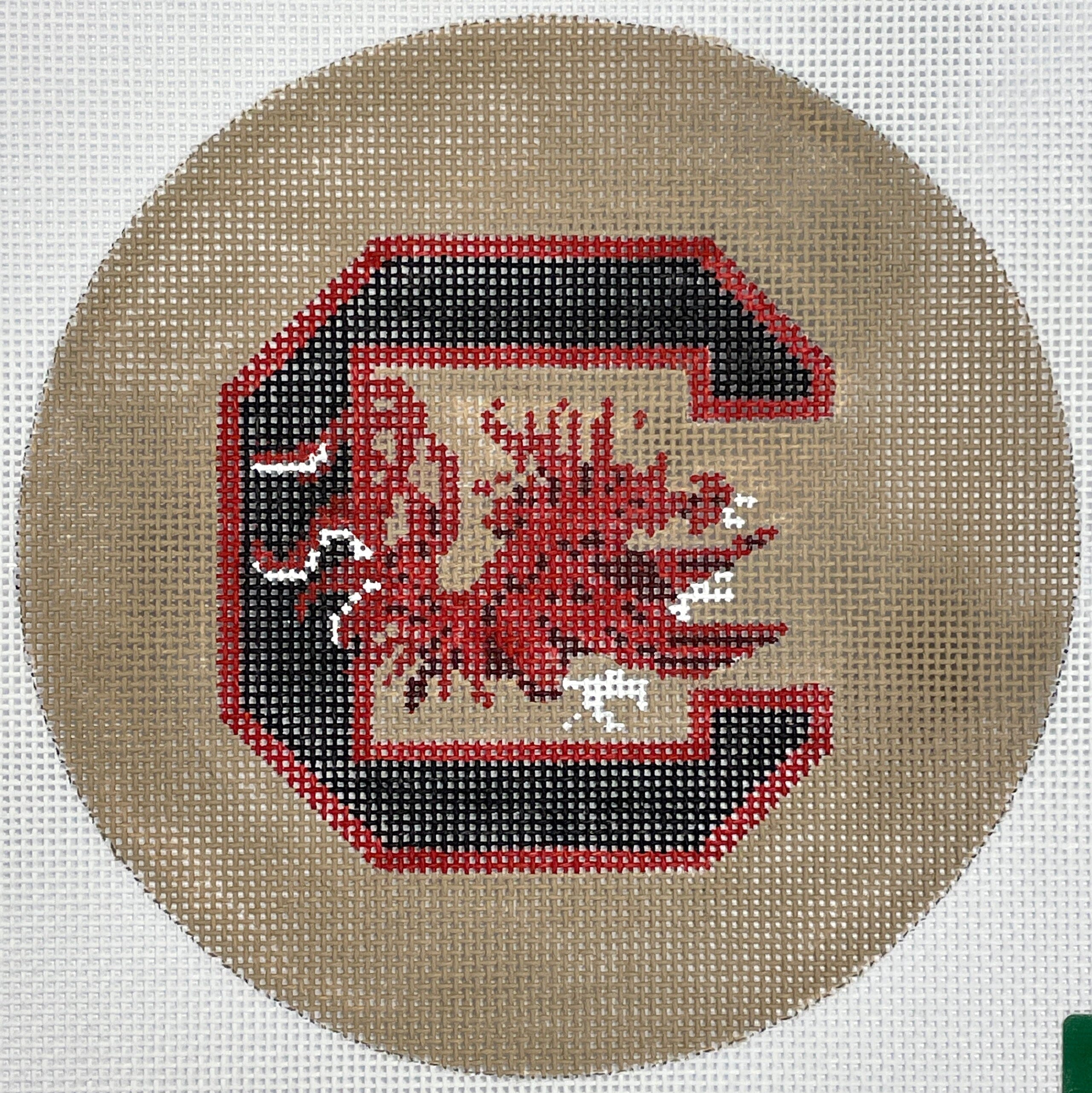 South Carolina Gamecock Coaster Painted Canvas Elm Tree Needlepoint - 1