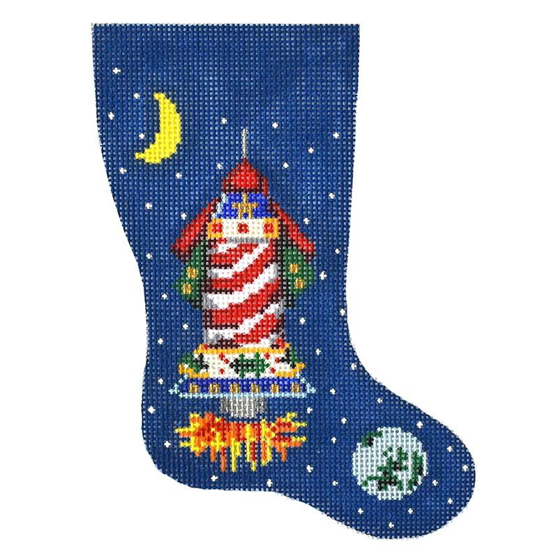 Spaceship Mini Stocking Painted Canvas Patti Mann - 1