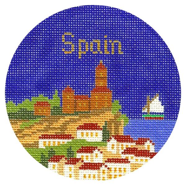 Spain Ornament Painted Canvas Silver Needle - 1
