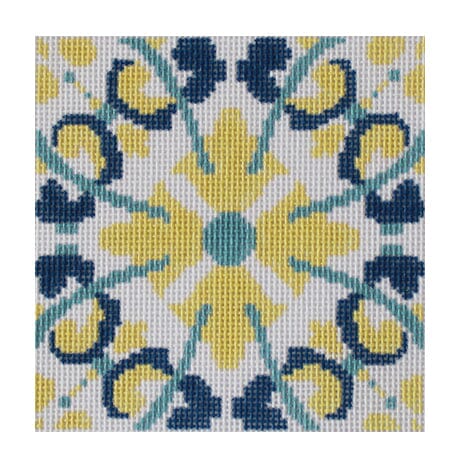Spanish Tile Small Painted Canvas Atlantic Blue Canvas - 1
