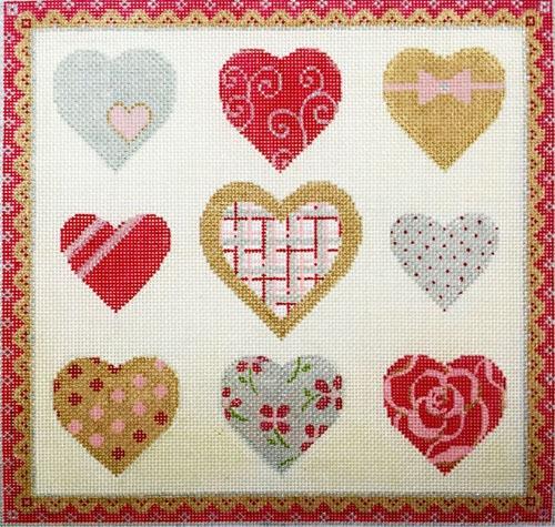 Sparkle Hearts Painted Canvas Alice Peterson