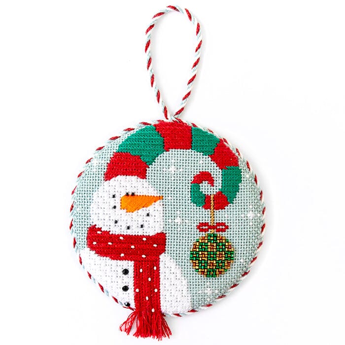 Spiral Snowman with Stitch Guide Painted Canvas Rebecca Wood Designs - 1