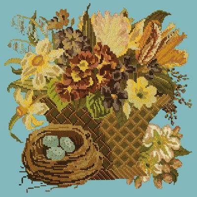 Spring Basket Needlepoint Kit Kits Elizabeth Bradley Design Duck Egg Blue 