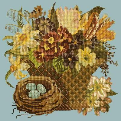 Spring Basket Needlepoint Kit Kits Elizabeth Bradley Design Pale Blue
