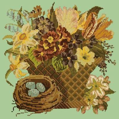 Spring Basket Needlepoint Kit Kits Elizabeth Bradley Design Pale Green