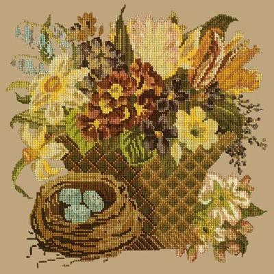 Spring Basket Needlepoint Kit Kits Elizabeth Bradley Design Sand 