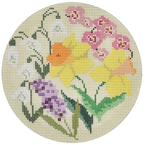 Spring Floral Round Painted Canvas Kirk & Bradley - 1