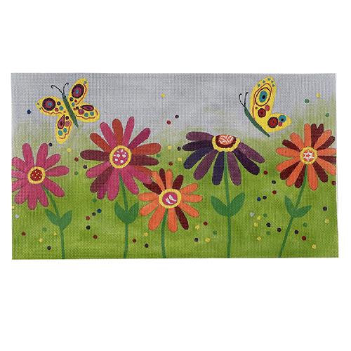 Spring Flowers with Butterflies Painted Canvas Ewe & Eye