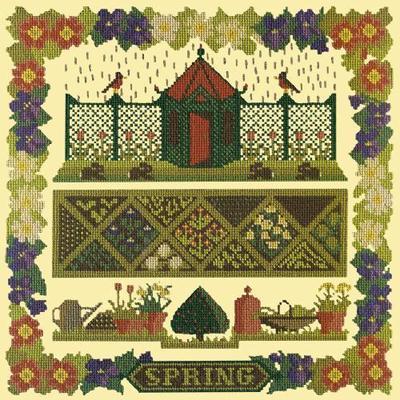 Spring Sampler Needlepoint Kit Kits Elizabeth Bradley Design Butter Yellow 