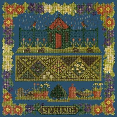 Spring Sampler Needlepoint Kit Kits Elizabeth Bradley Design Dark Blue 