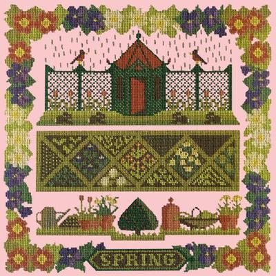 Spring Sampler Needlepoint Kit Kits Elizabeth Bradley Design Pale Rose 