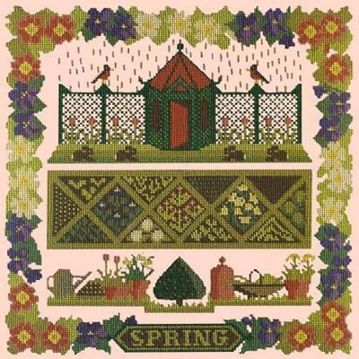 Spring Sampler Needlepoint Kit Kits Elizabeth Bradley Design Salmon Pink 