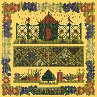 Spring Sampler Needlepoint Kit Kits Elizabeth Bradley Design Sunflower Yellow 