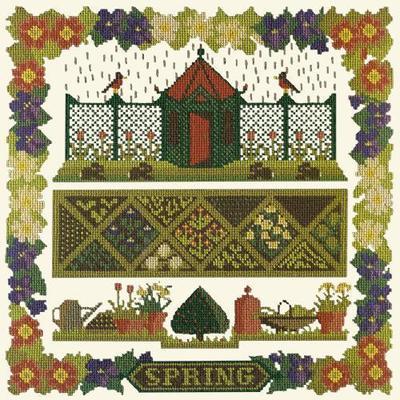 Spring Sampler Needlepoint Kit Kits Elizabeth Bradley Design Winter White 