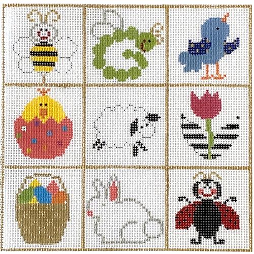 Spring Squares with Stitch Guide Painted Canvas The Princess & Me - 1