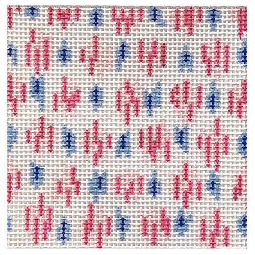 Square Insert - Ikat Small Pink Dots Painted Canvas Kate Dickerson Needlepoint Collections