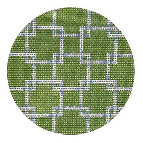 Square Lattice Round Lime Painted Canvas Associated Talents - 1