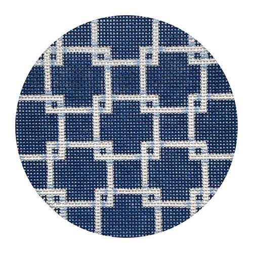 Square Lattice Round Navy Painted Canvas Associated Talents - 1